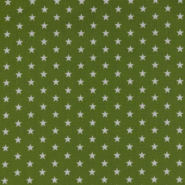 Baumwoll Druck Sterne Olive/Weiß  Ø 1 cm